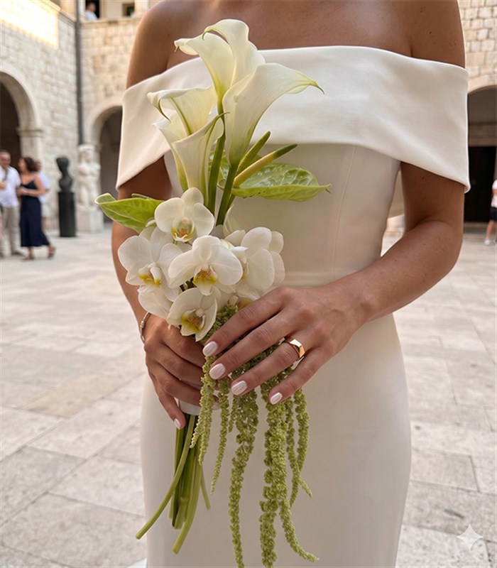 Poetic Serenity White Gala Anthurium Bridal Bouquet