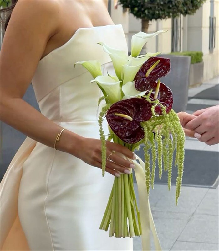 Burgundy Anthurium Gala Bridal Bouquet