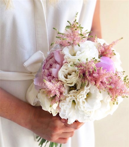 Pink Dreams 5 Pink Peony White Lisiantus Bridal Bouquet