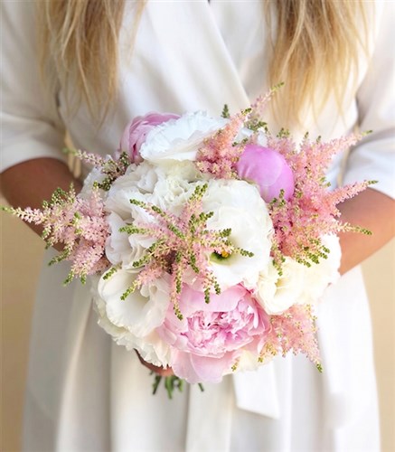 Pink Dreams 5 Pink Peony White Lisiantus Bridal Bouquet