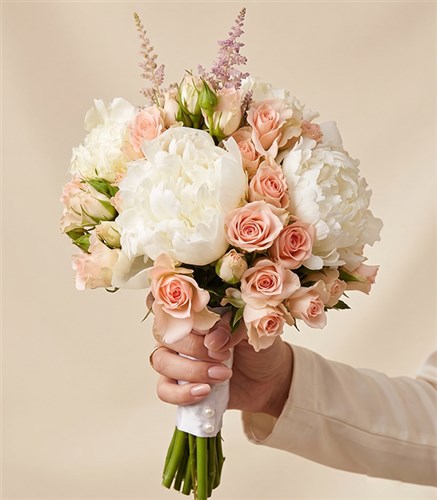 Lexi Powder Spray Rose 7 White Peony Bridal Bouquet