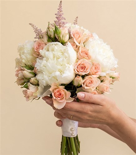 Lexi Powder Spray Rose 7 White Peony Bridal Bouquet
