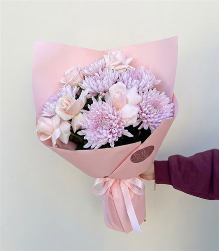Rosy Pembe Gül Pembe Kasımpatı Buketi