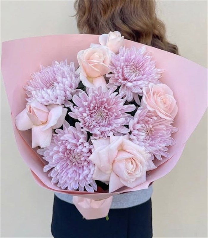 Rosy Pembe Gül Pembe Kasımpatı Buketi
