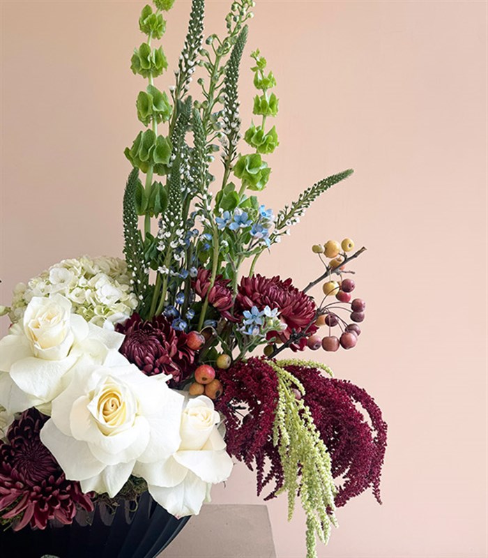 Dream Story White Hydrangea Burgundy Anastasia Autumn Arrangement