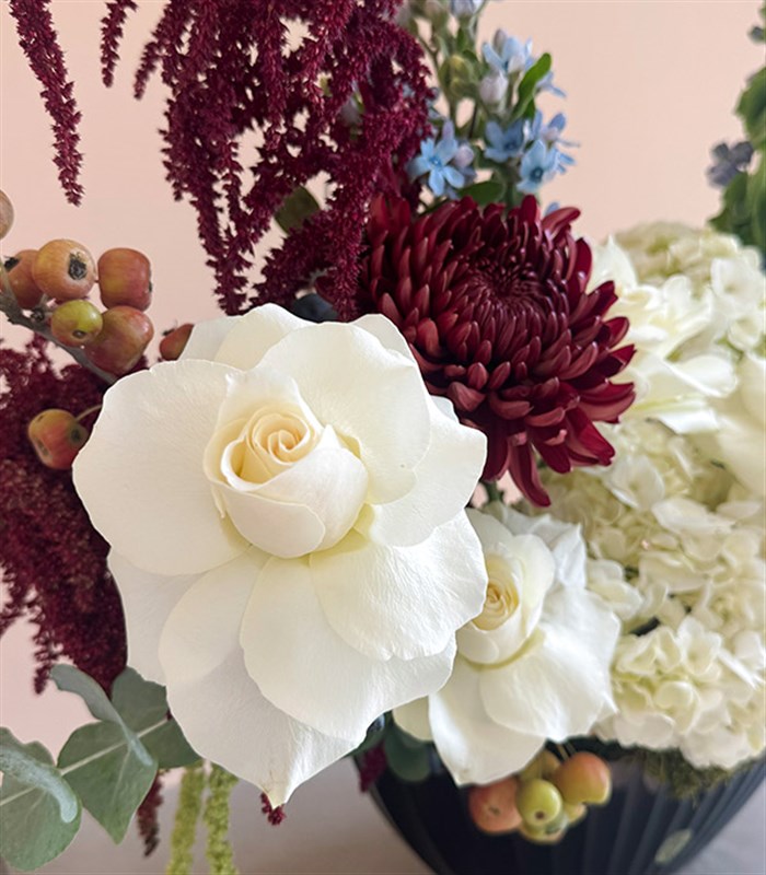 Dream Story White Hydrangea Burgundy Anastasia Autumn Arrangement