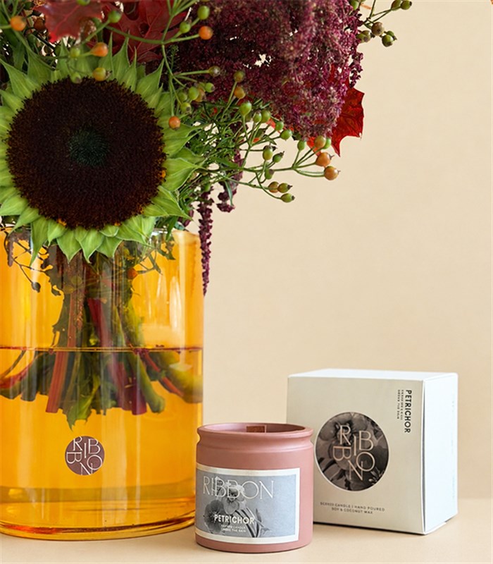 Herbst Ayçiçeği Bordo Antoryum Vazo Mum Set