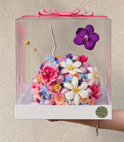 RIBBON Flower Cake Deluxe Çiçek Çikolata Aranjmanı