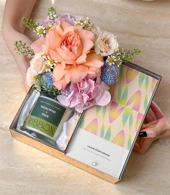 My Dear Teacher Spring Flowers Candle Chocolate Gift Box