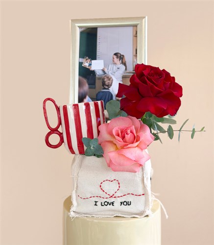 I Love You Embroidered Box Personalized Framed Mug Teacher's Day Gift Box