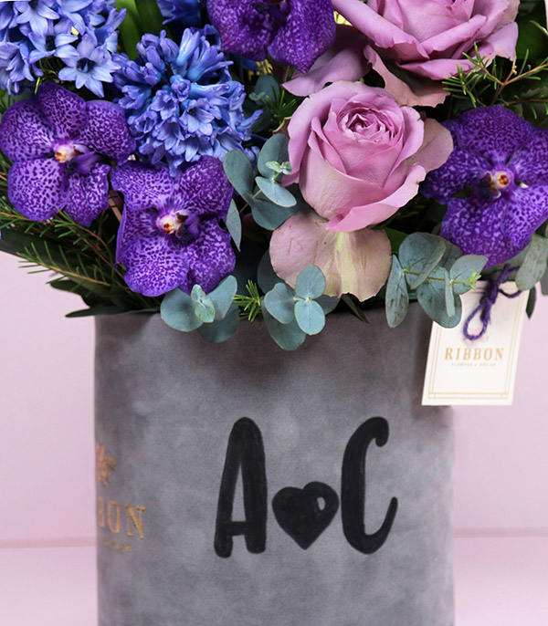 Lilac Arrangement in Personalized Name Box