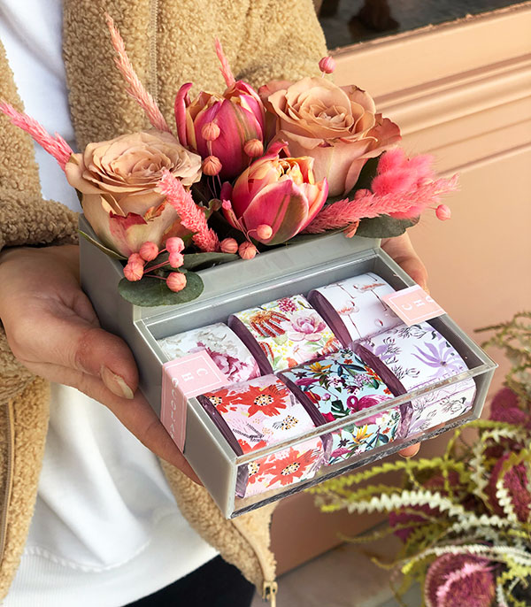 Chocolate Tiny Box with Pink Flowers