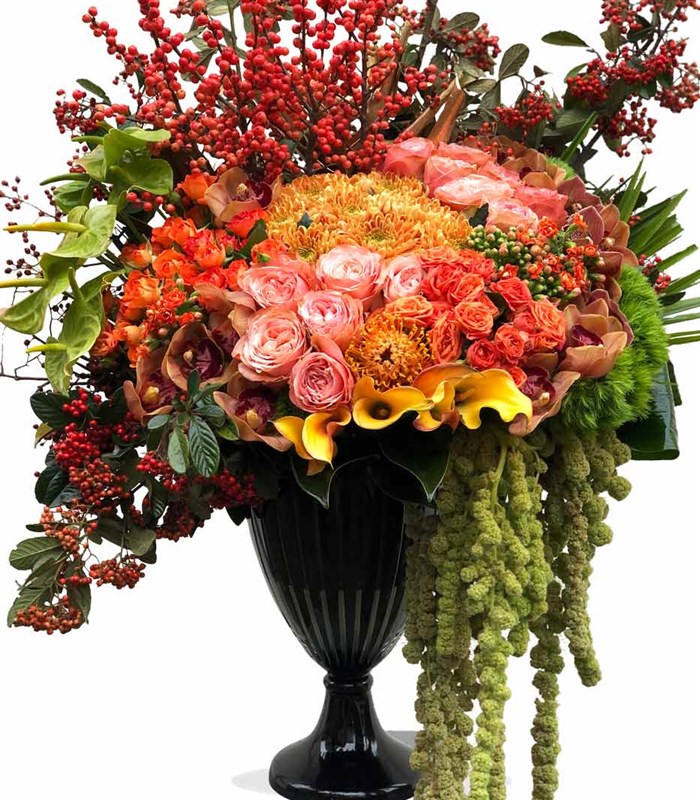 Leo Turuncu Royal Deluxe Vazo Çiçek Aranjman