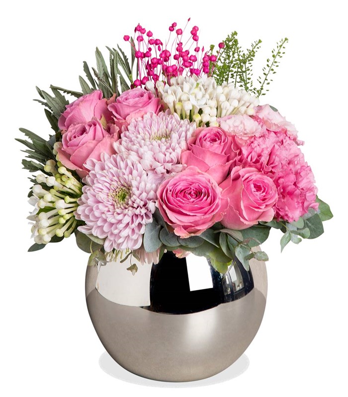 Top Vazoda Pembe Çiçek Aranjmanı