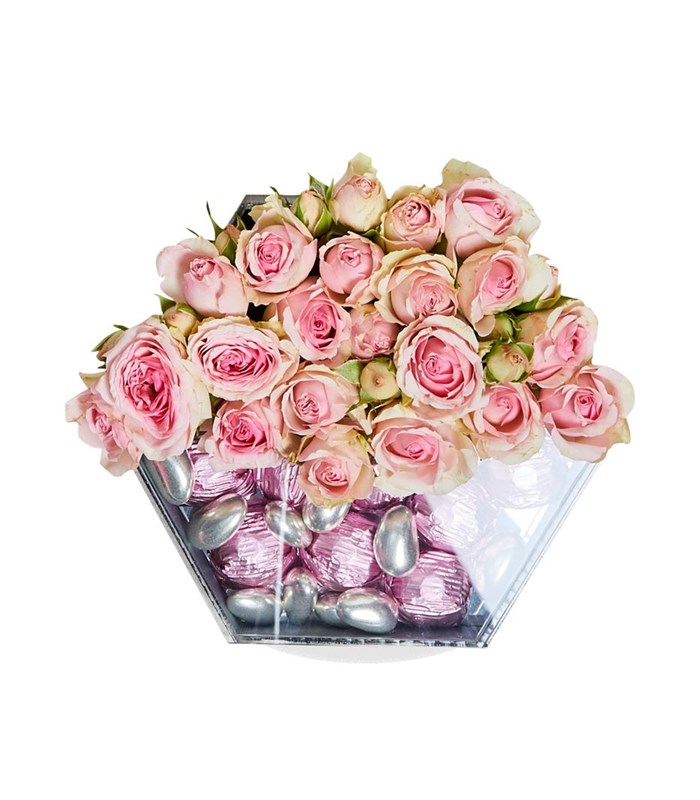 Pembe Luxe Yıldız Altıgen Ayna Çikolata Tepsisi