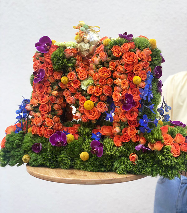 Orange Decorative Personalized Letter Flower Arrangement