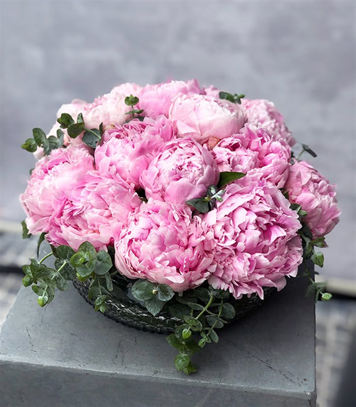 Pembe Şakayıklar 4Lü Kesme Vazo Masa Çiçeği Seti