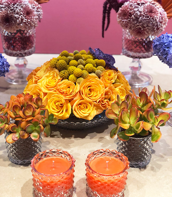 Colorful Set of 9 Candle Table Flowers