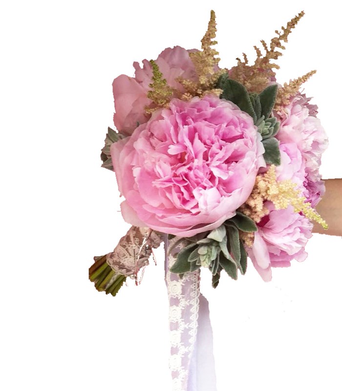 5 Pembe Şakayık Mini Gelin Buketi