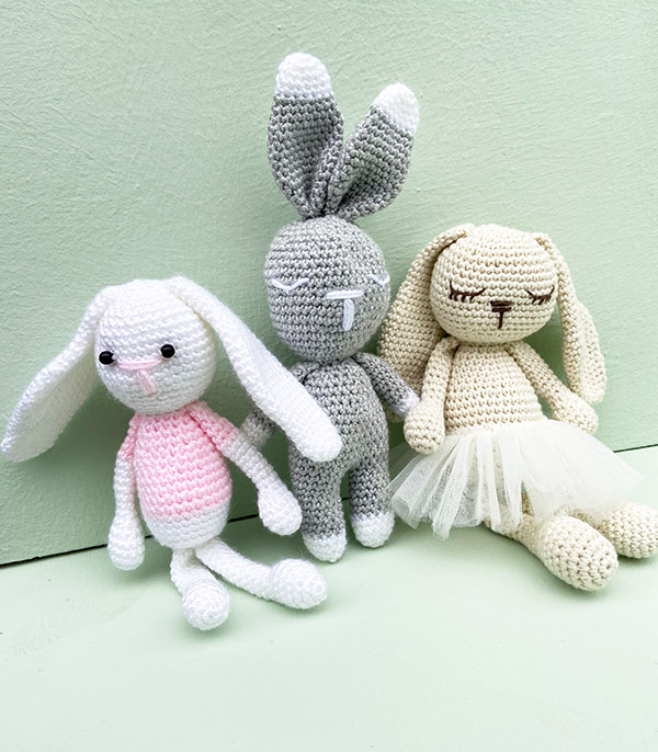 Amigurumi White Pink Rabbit Doll