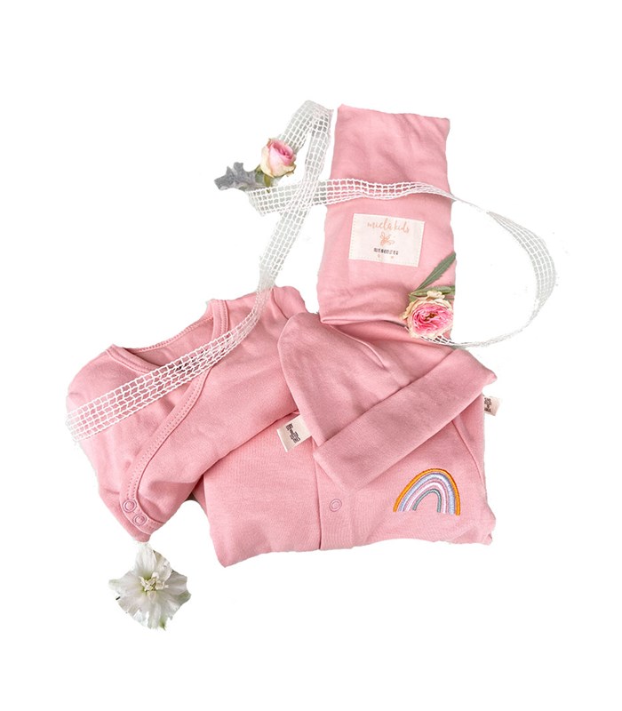 Miela Kids Organik Pamuk 4Lü Pembe Yenidoğan Seti