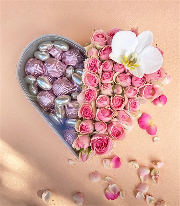 Kalp Çikolata Kutusu 22Li Yıldız Pembe Grand Deluxe