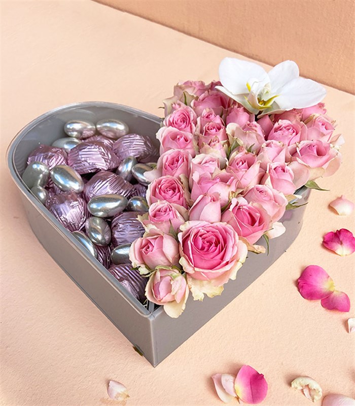 Kalp Çikolata Kutusu 22Li Yıldız Pembe Grand Deluxe