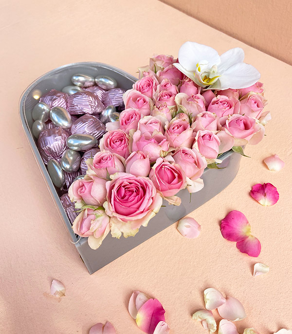 Love Story Pink Heart Chocolate Box