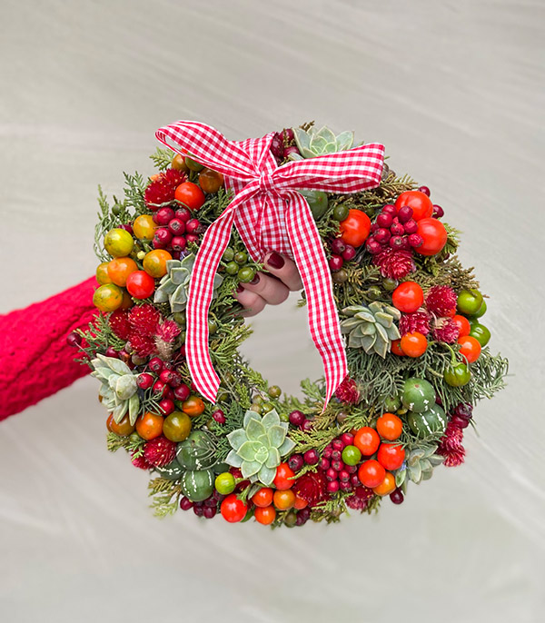 Tiny Fruits Christmas Door Wreath