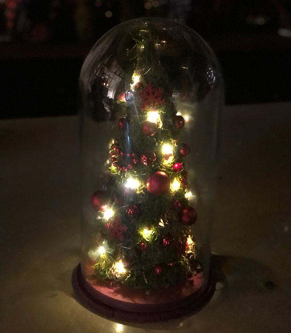Lighted Fancy Christmas Pine Tree Glass Dome