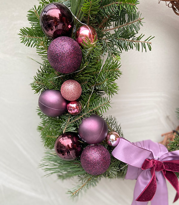 Purple Christmas Door Wreath