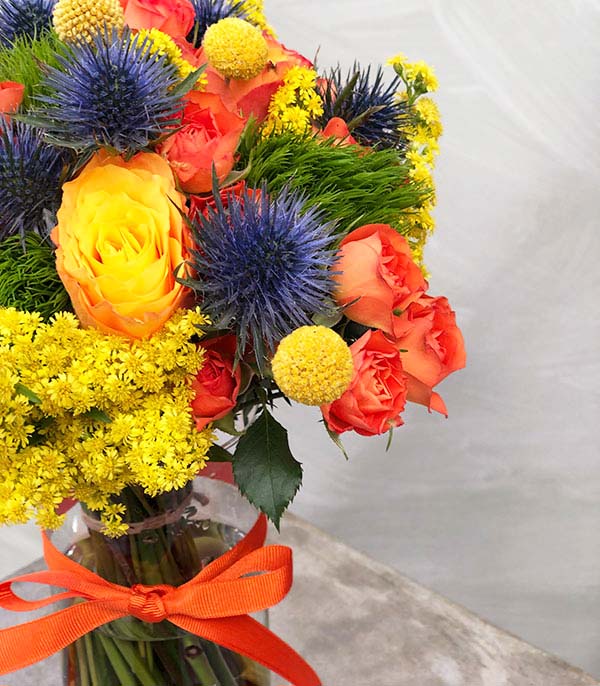 Leonie Orange Flowers Mini Vase Arrangement