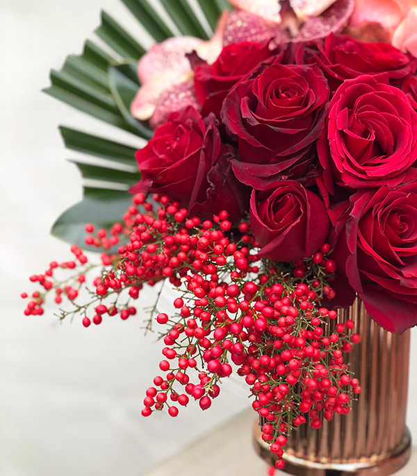 Regina Salmon Red Rose Vase Arrangement