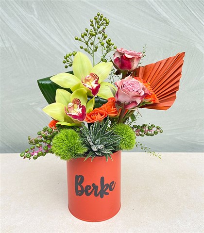 Orange Flowers in Personalized Vase_general_view