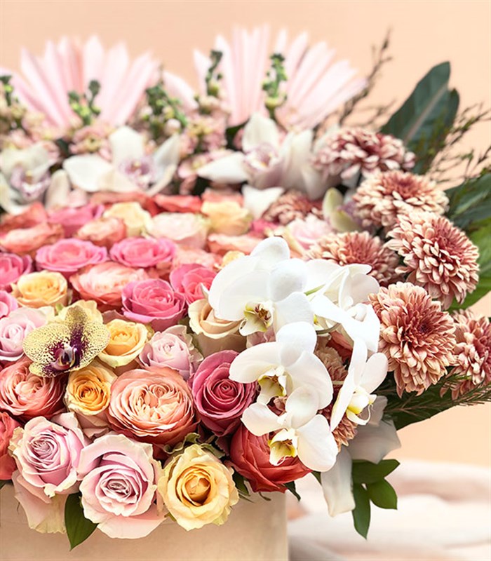 Rosaline Royal Deluxe Somon Pembe Kutu Çiçek