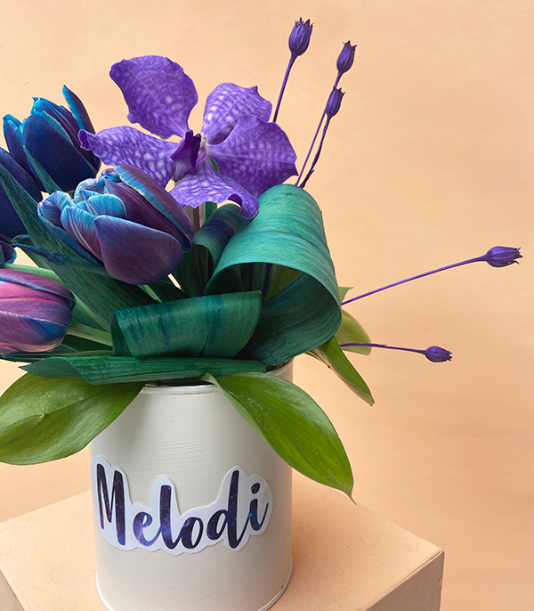 Galaxy Tulips in a Custom Name Vase