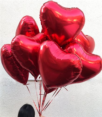 Uçan 10 Kalp Balon Seti Kırmızı