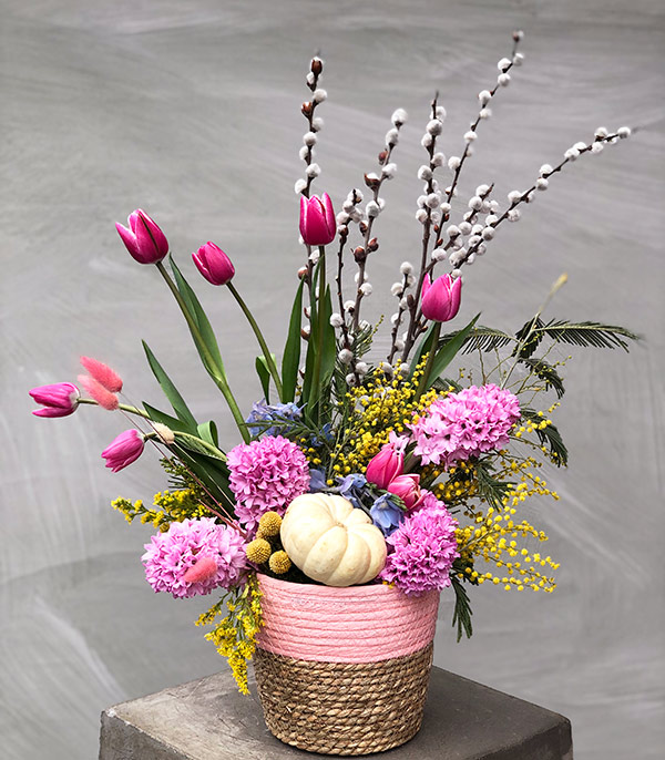 Brigitte Bardot Hyacinth Tulip Basket Arrangement