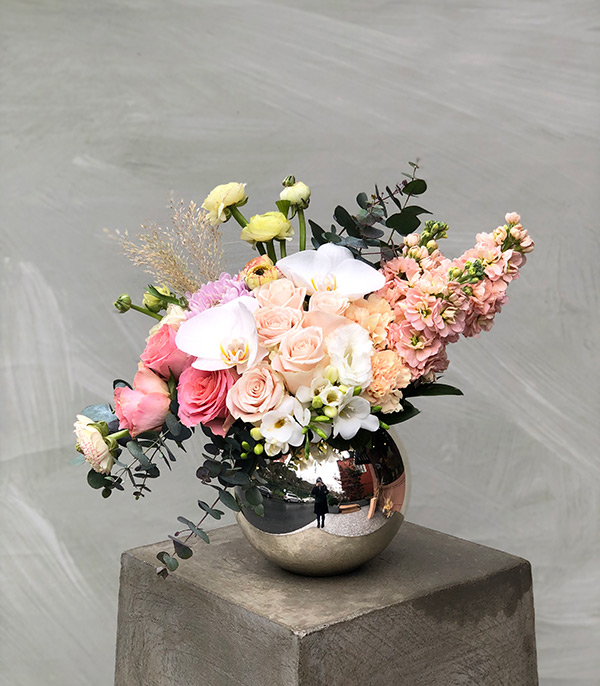 Princess Diana Silver Vase Soft Arrangement