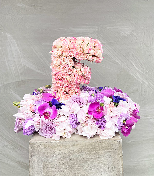 Pink Decorative Personalized Letter Flower Arrangement