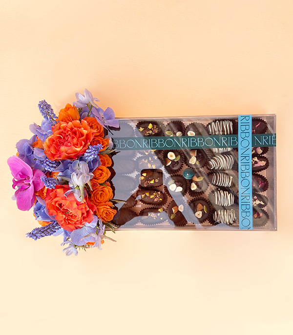 Grand Silver El Yapımı Çikolatalı Hurma Çiçek Kutusu