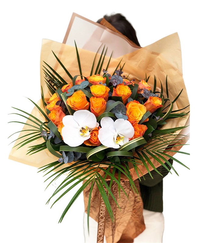 Heloise Deluxe 20 Turuncu Gül Buketi