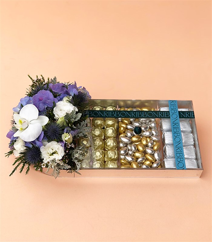 Mavi Gold Grand Deluxe 28Li Badem Draje Çikolata Tepsisi