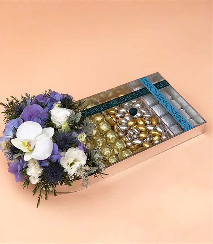 Mavi Gold Grand Deluxe 28Li Badem Draje Çikolata Tepsisi