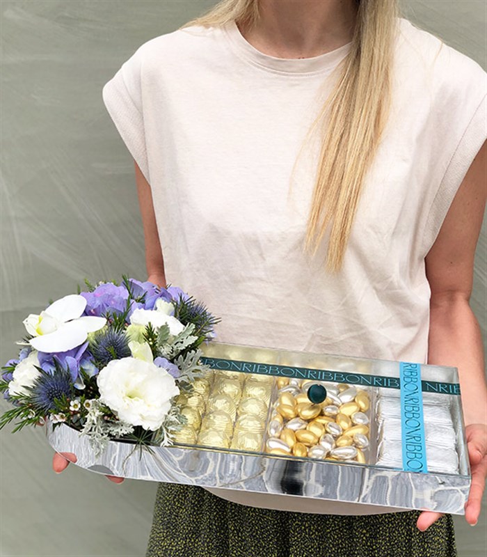 Mavi Gold Grand Deluxe 28Li Badem Draje Çikolata Tepsisi