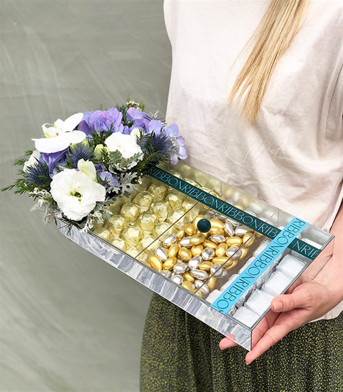 Mavi Gold Grand Deluxe 28Li Badem Draje Çikolata Tepsisi