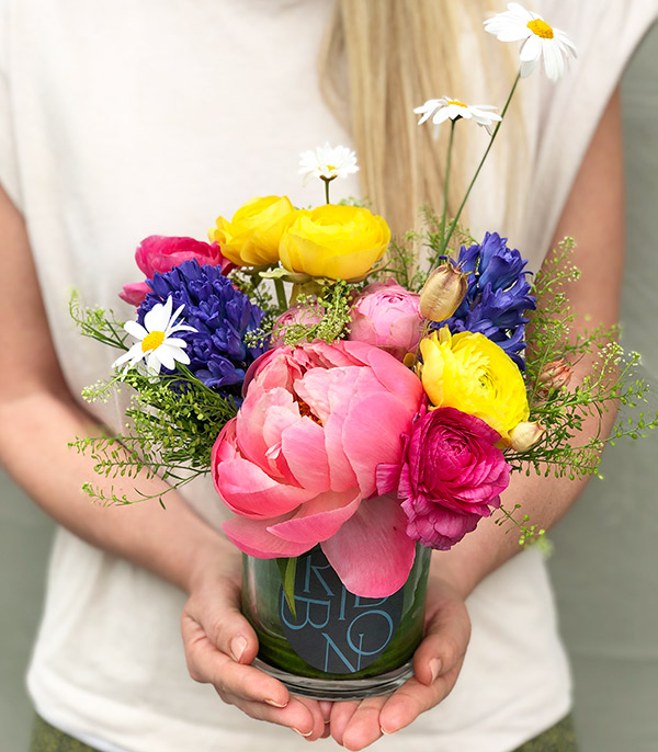 Spring Morning Colorful Coral Peony Mini Arrangement
