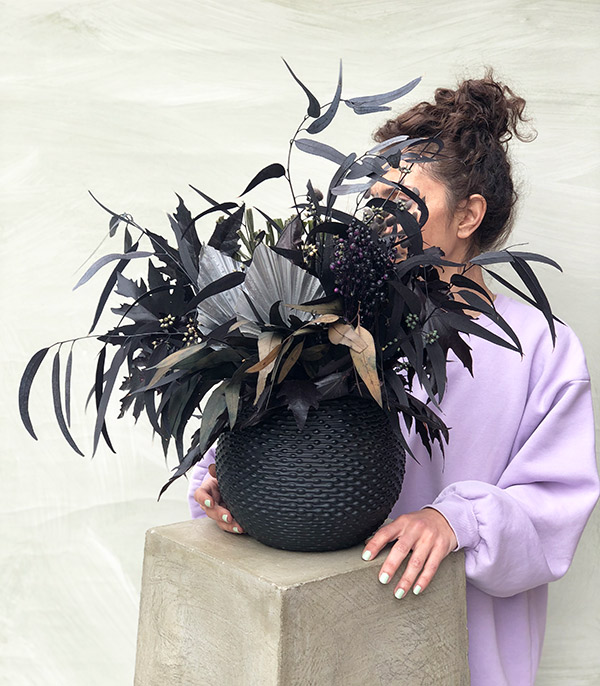 Black Swan Dry Flower Vase Arrangement