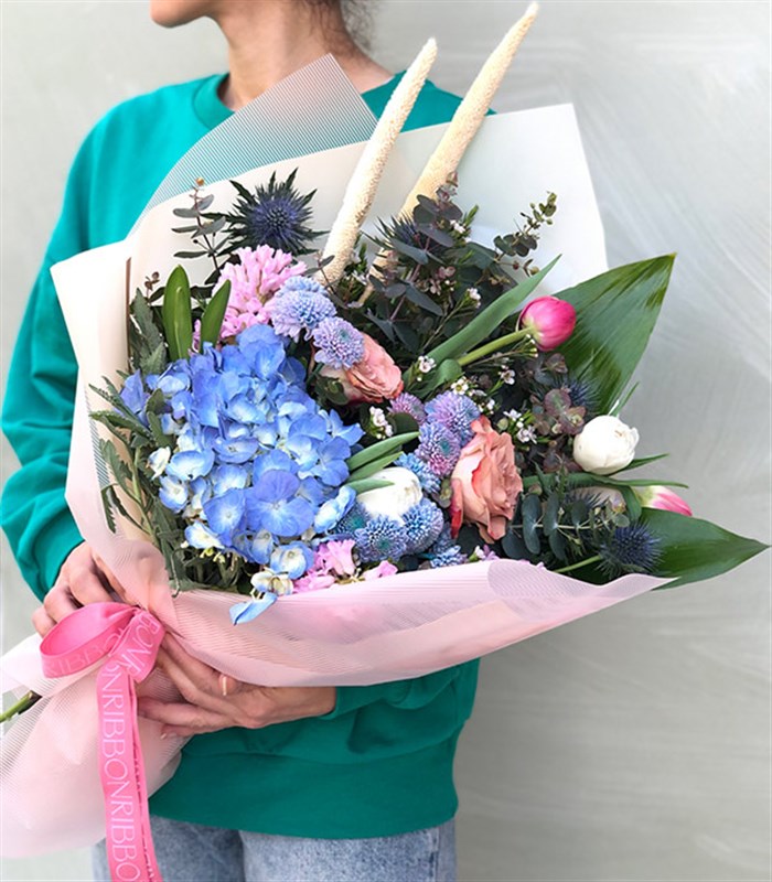 Natalie Soft Bahar Buketi Pembe Mavi Ortanca