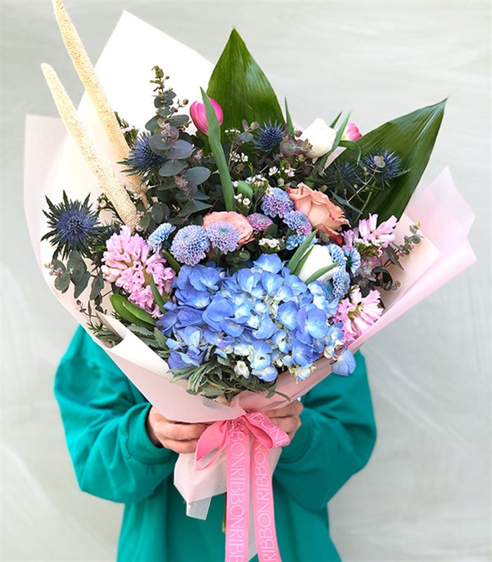Natalie Soft Bahar Buketi Pembe Mavi Ortanca